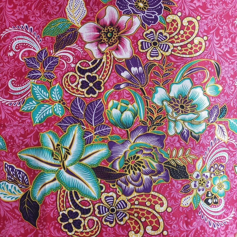 Vintage Indonesian Batik Sarong Pink Floral Sutera (Silk) Dobby Tube Wrap By CM